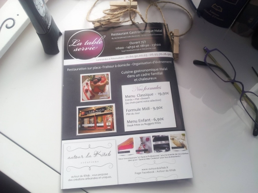 autour du Kitab est également partenaire avec le restaurant La Table Servie http://latableservie.com/ qui se trouve à Corbeil Essonnes / http://autourdukitab.fr/