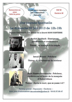 Dimanche 2 Juin 
Venez  nombreux pour cette journée Spirituelle!!!