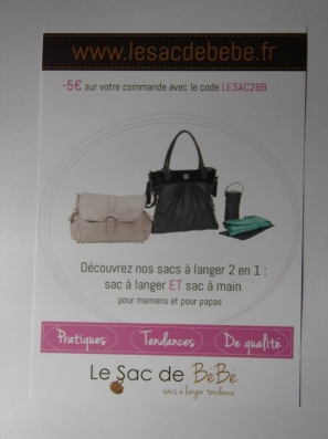 Flyers imprimé pour le site 'Le Sac de bébé'