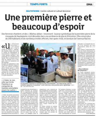 1ère pierre pour la mosquée d'Hautepierre