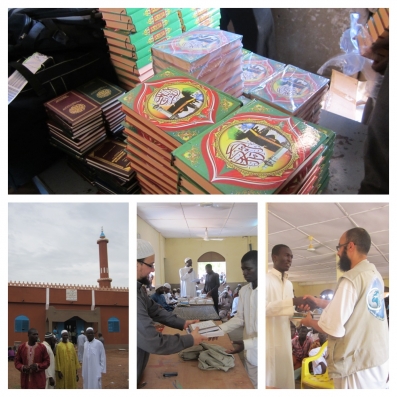 Ici en image, la distribution des Corans, citadelle du musulman, l'inauguration d'une mosquée ou nous avions été invités, et la remise des prix à l'université al Houda