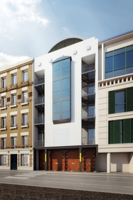 La façade en marbre blanc du futur centre islamique de Puteaux-La Défense, inchAllah