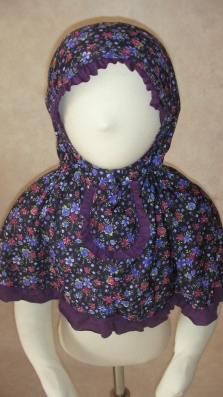 Hijab frais et léger motif floral petite poche avant et elastique à fronces sous menton; 5e